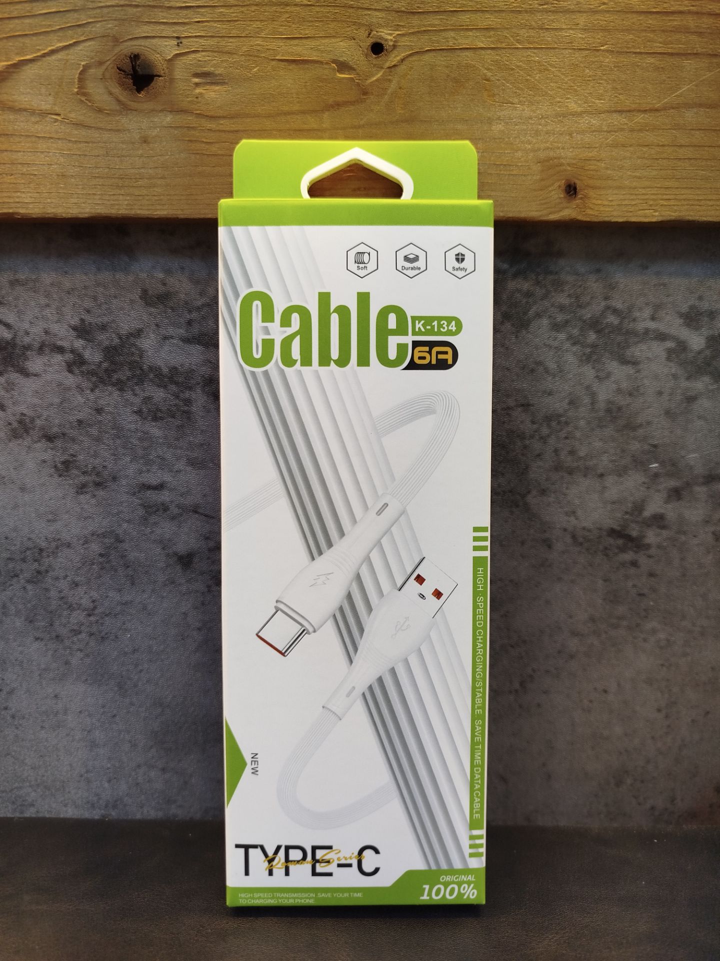 کابل تبدیل USB به USB-C کیبل مدل K-134 6A طول 1 متر